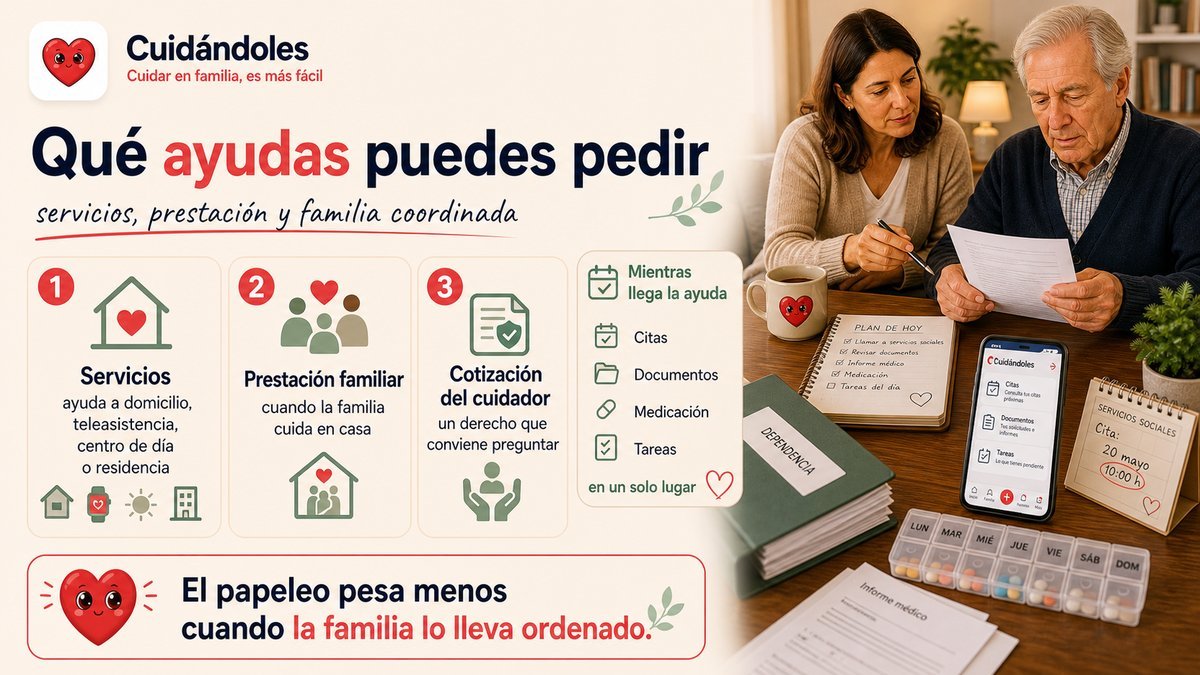 Infografía de apoyo del artículo sobre las ayudas de la ley de dependencia para cuidadores.