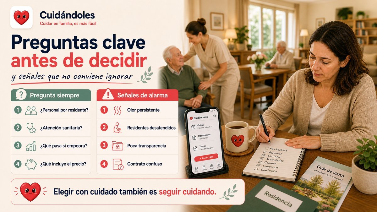 Infografía de apoyo del artículo con claves para elegir una buena residencia de mayores.